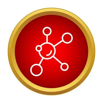 Molecule science connection displaying atom structure on red button Stock Illustration