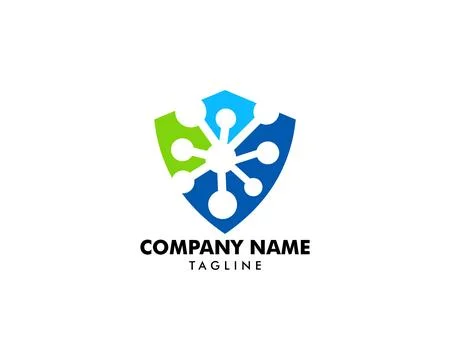 Molecule Shield Logo Template Vector Illustration Stock Illustration