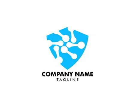 Molecule Shield Logo Template Vector Illustration Stock Illustration