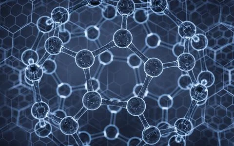 Molecule sphere with hexagon pattern, 3d rendering. Illustrazione stock