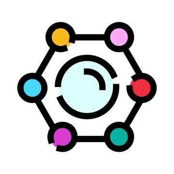 Molecule structure connecting atoms forming a network Stock Illustration