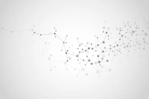 Molecule structure dna and neurons, connected lines with dots, genetic and Illustrazione stock