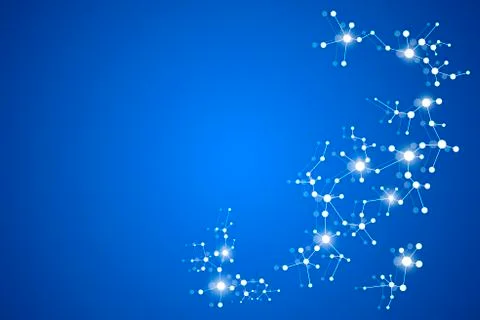 Molecule structure dna and neurons, connected lines with dots, genetic and Illustrazione stock