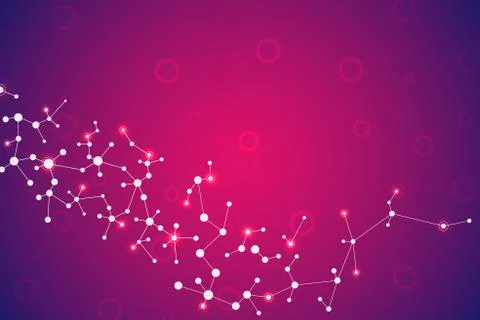 Molecule structure dna and neurons, connected lines with dots, genetic and Illustrazione stock