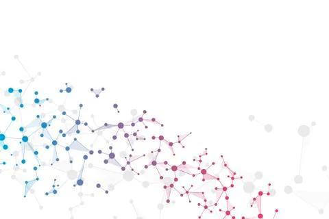 Molecule structure dna and neurons, connected lines with dots, genetic and Illustrazione stock