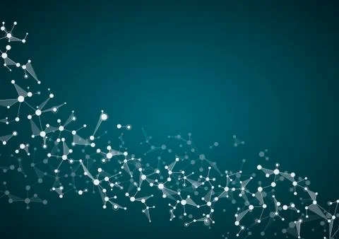 Molecule structure dna and neurons, connected lines with dots, genetic and Stock Photos