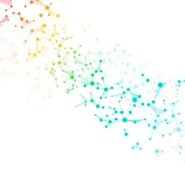 Molecule structure dna and neurons, connected lines with dots, genetic and Stock Photos