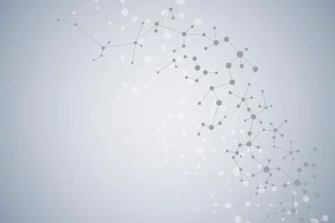 Molecule structure dna and neurons, connected lines with dots, genetic and Stock Photos