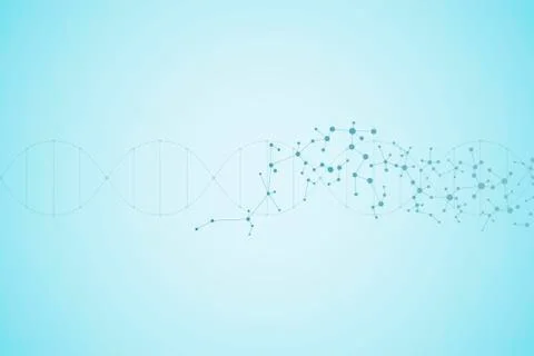 Molecule structure dna and neurons, connected lines with dots, genetic and Stockfoto's