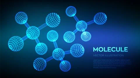 Molecule Structure. Dna, atom, neurons. Molecules and chemical formulas. 3D S Stock Illustration
