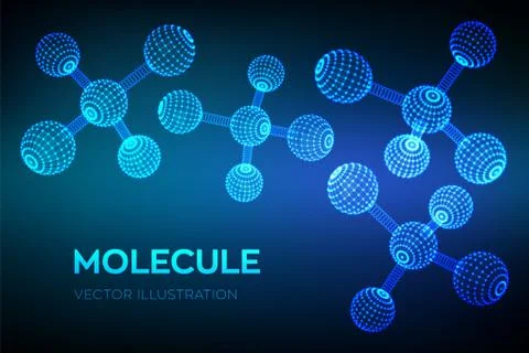 Molecule Structure. Dna, atom, neurons. Molecules and chemical formulas. 3D S Stock Illustration