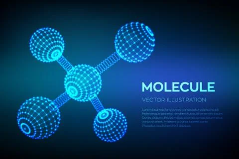 Molecule Structure. Dna, atom, neurons. Molecules and chemical formulas. 3D S Stock Illustration