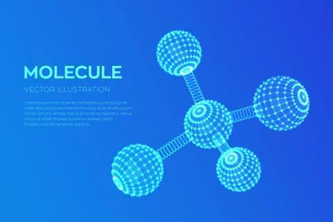 Molecule Structure. Dna, atom, neurons. Molecules and chemical formulas. 3D S Stock Illustration
