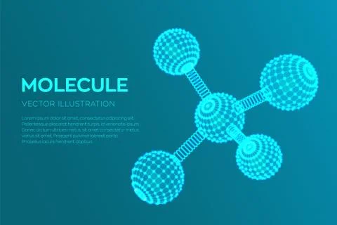 Molecule Structure. Dna, atom, neurons. Molecules and chemical formulas. 3D S Stock Illustration