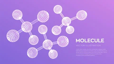 Molecule Structure. Dna, atom, neurons. Molecules and chemical formulas. 3D S Stock Illustration