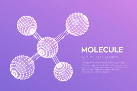 Molecule Structure. Dna, atom, neurons. Molecules and chemical formulas. 3D S Stock Illustration