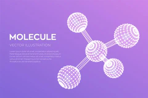 Molecule Structure. Dna, atom, neurons. Molecules and chemical formulas. 3D S Stock Illustration
