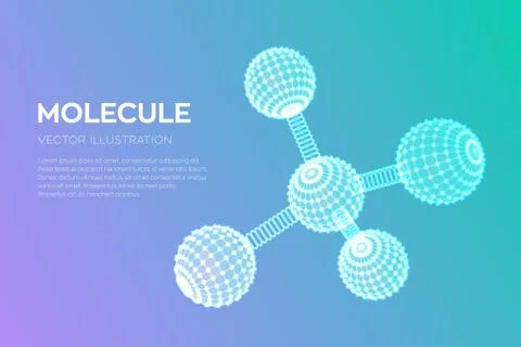 Molecule Structure. Dna, atom, neurons. Molecules and chemical formulas. 3D S Stock Illustration