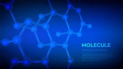 Molecule Structure. Dna, atom, neurons. Molecules and chemical formulas. 3D Stock Illustration