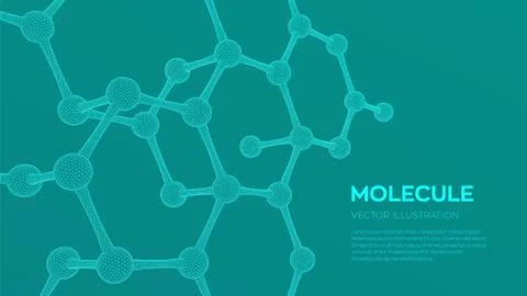 Molecule Structure. Dna, atom, neurons. Molecules and chemical formulas. 3D S Stock Illustration