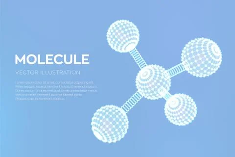 Molecule Structure. Dna, atom, neurons. Molecules and chemical formulas. 3D S Stock Illustration