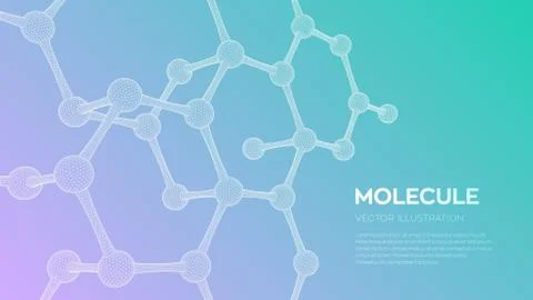 Molecule Structure. Dna, atom, neurons. Molecules and chemical formulas. 3D S Stock Illustration