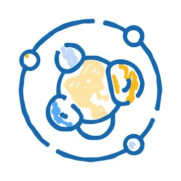 Molecule structure electrons orbiting atom nucleus chemistry Illustrazione stock
