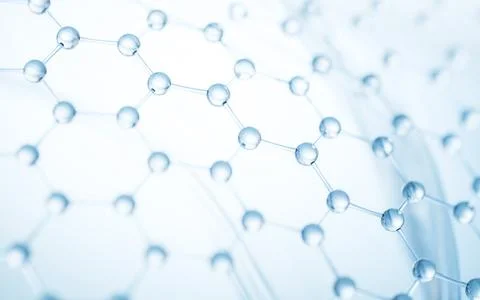 Molecule structure with hexagonal shape, 3d rendering. Stock Photos