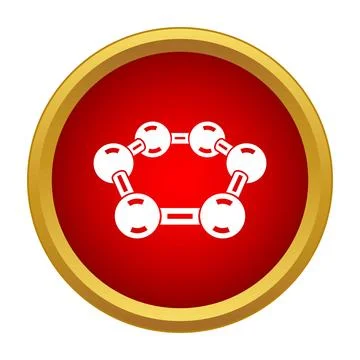 Molecule structure icon in red circular button Stock Illustration