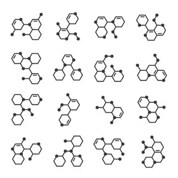 Molecule Structure Icons Set. Logo Sign. Vector 스톡 일러스트