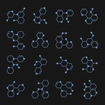 Molecule Structure Icons Set. Logo Sign. Vector イラスト素材