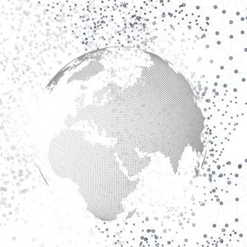 Molecule structure illustration with world globe, white vector background for Stock Illustration
