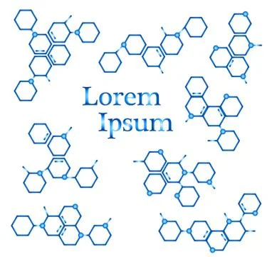 Molecule structure logo or biology model sign vector. Set of logo with struct Illustrazione stock