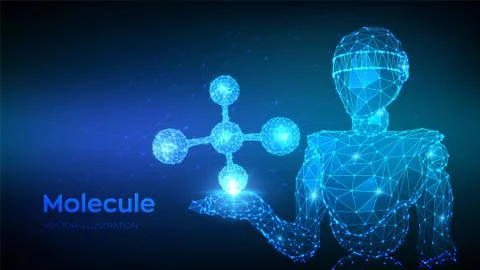 Molecule Structure. Low poly abstract Molecule. Dna, atom, neurons. Molecules Illustrazione stock