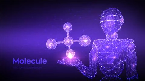 Molecule Structure. Low poly abstract Molecule. Dna, atom, neurons. Molecules Stock Illustration