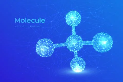 Molecule Structure. Low poly abstract Molecule. Dna, atom, neurons. Molecules Stock Illustration