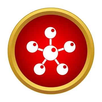 Molecule structure science icon on red button Stockillustratie