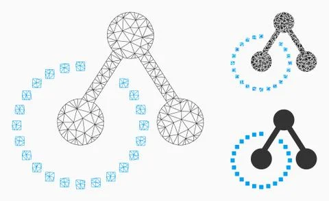 Molecule Structure Vector Mesh 2D Model and Triangle Mosaic Icon Stock Illustration