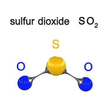 Molecule sulfur dioxcide, 3D illustration Stock Illustration