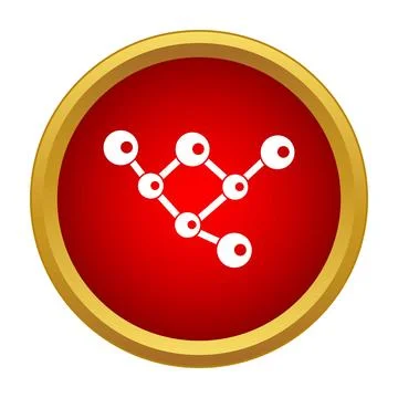 Molecule symbol inside a red circle with golden border Stock Illustration