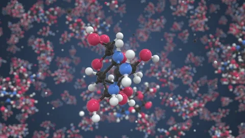 Molecule of tetrodotoxin, isolated molecular model. Looping 3D animation or Video stock 164355979