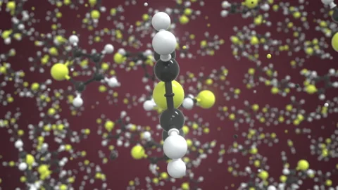 Molecule of thiophene, isolated molecular model. Looping 3D animation or motion Stock Footage 164356443