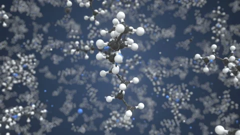 Molecule of tributylamine, isolated molecular model. Looping 3D animation or Stock Footage 164355778