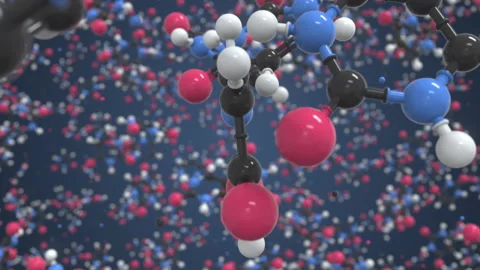 Molecule of uracil, isolated molecular model. Looping 3D animation or motion Stock Footage 167169600