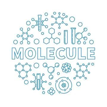 Molecule vector outline blue round illustration Illustrazione stock