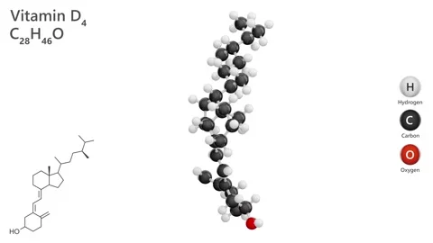 Molecule of Vitamin D4, or enthcalciferol (C27H44O). White back. 3d render Stock Footage 287197943