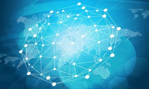 Molecule with world map Stock Illustration