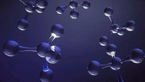 Molecules animation.Beautiful 3D render of glass crystal atom cells. Stock Footage 82619340