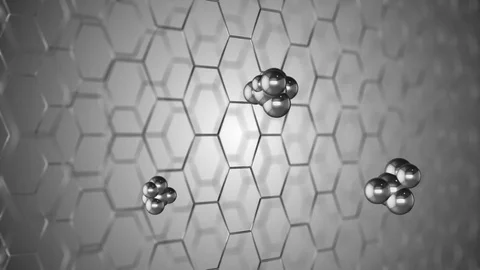 Molecules are delayed by a grid of graphene. depth of field. Stock Footage 83984439