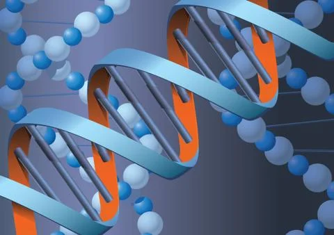 Molecules of DNK with metall background Stock Illustration